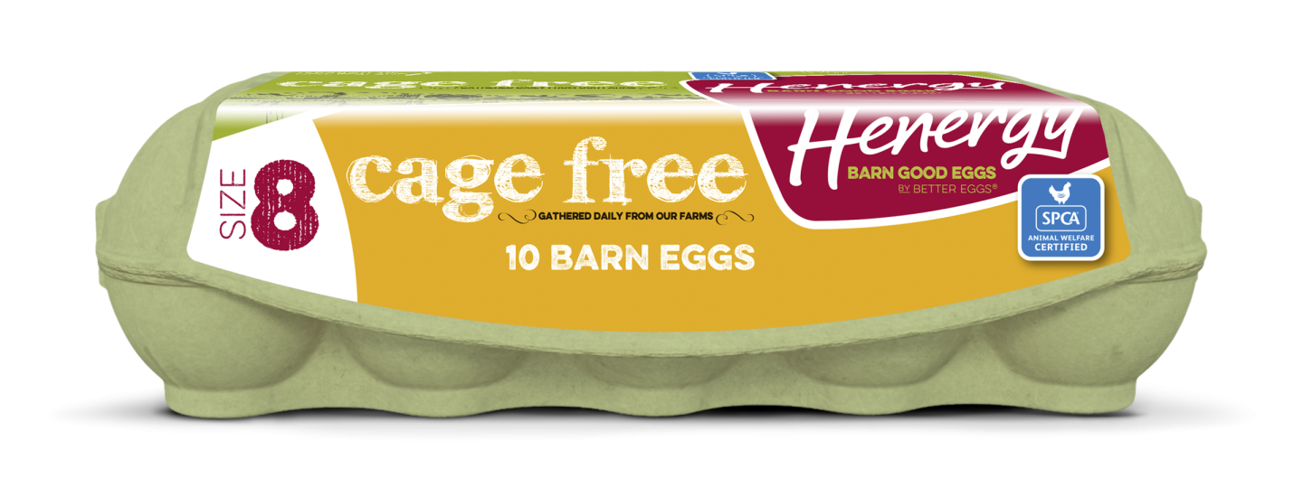 Henergy size 8, 10 pack of cage-free barn eggs
