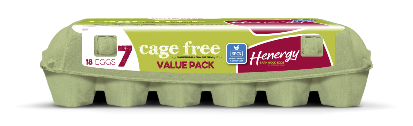 Henergy size 7, 18 pack of cage-free barn eggs