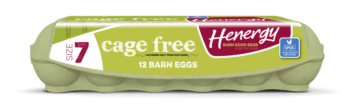 Henergy size 7, 12 pack of cage-free barn eggs