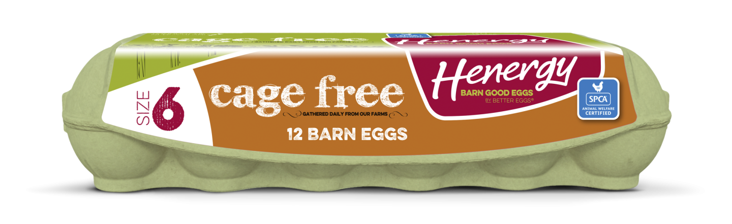 Henergy size 6, 12 pack of cage-free barn eggs